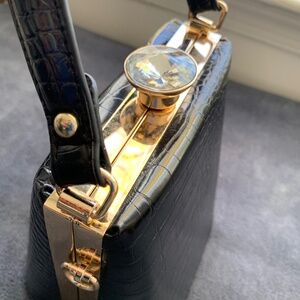 Mini Croc Handbag with Sparkle Clasp